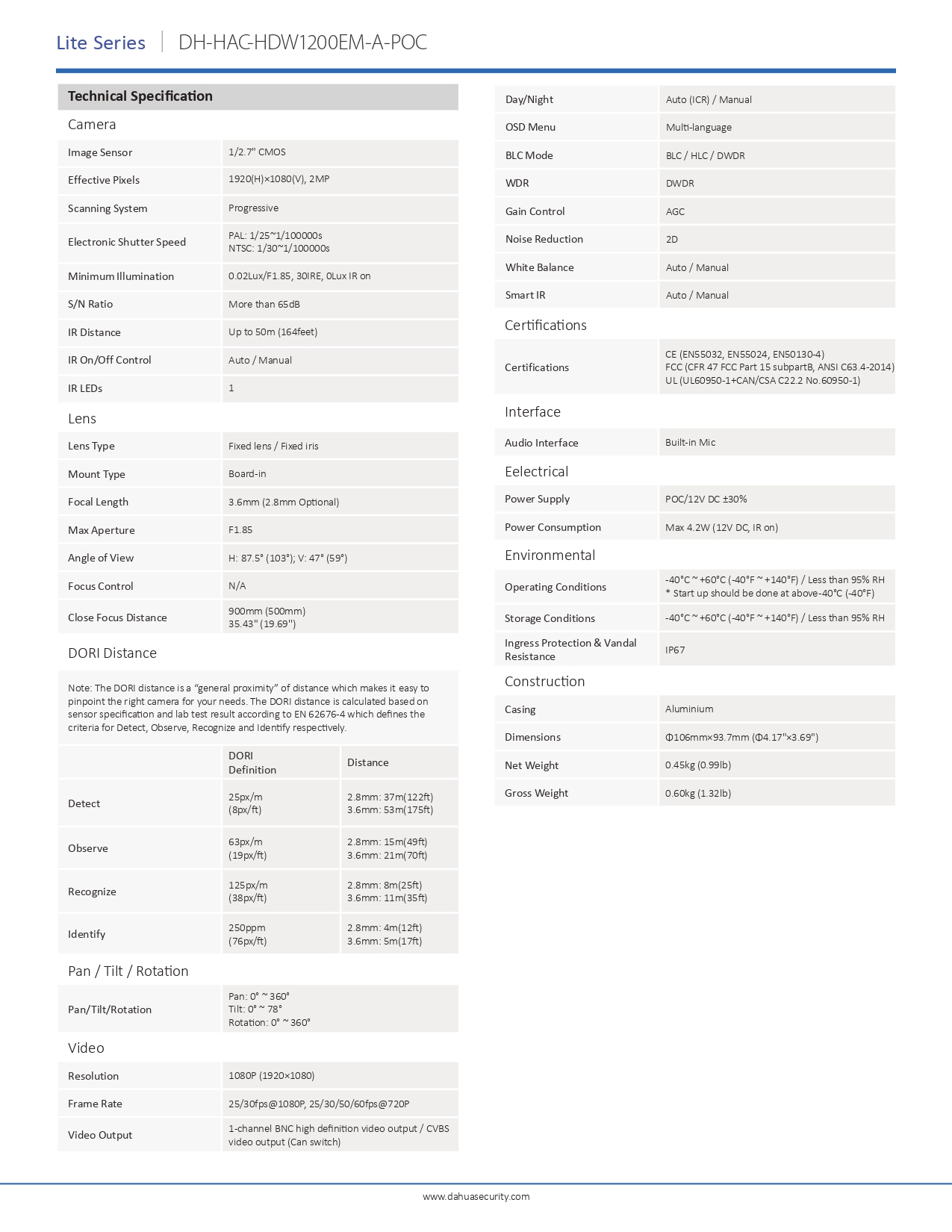 DH HAC HDW1200EMP A POC 2MP SJ Shop