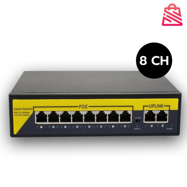 POE SWITCH 8CH 10 / 100 + 2 Uplink Qoolis