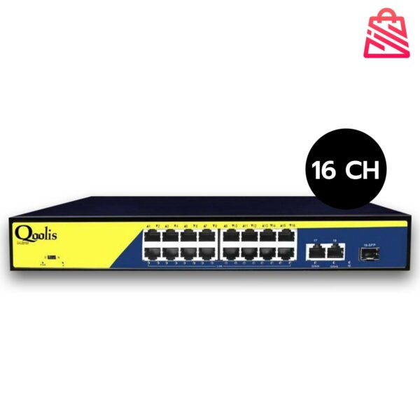 POE SWITCH 16CH 10 / 100 + 2 Uplink Qoolis