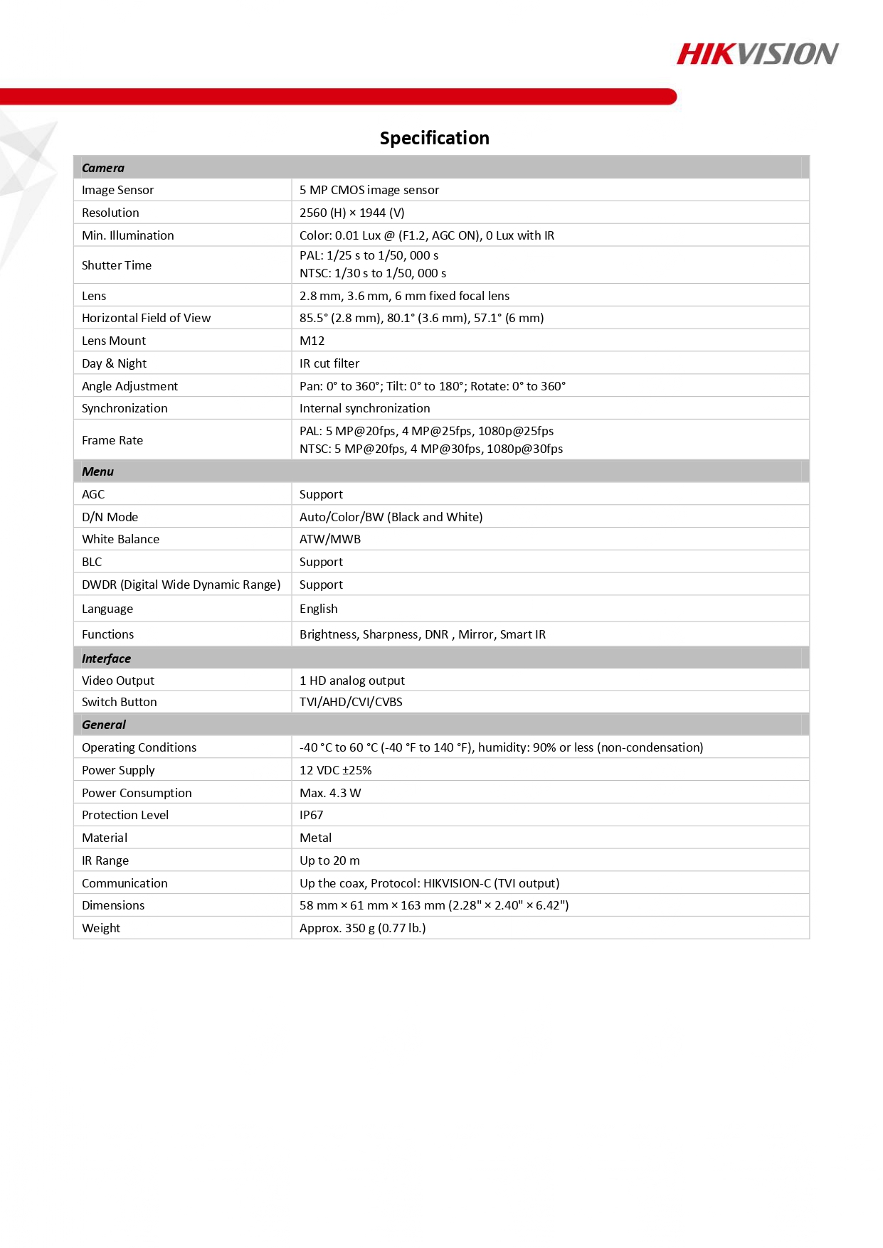 Datasheet of DS 2CE16H0T ITF 20171122 page 0002